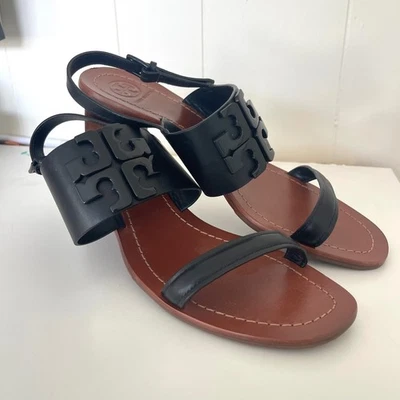 Sandalias Tory Burch Lowell 2 45MM Cuero Negro Tacón Bloque Talla 9M Foto 1 de 4