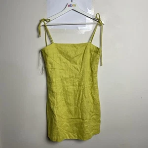 New Zulu And Zephyr Exotic Dress Size 12 Sleeveless Mini Linen Citrus Lined - Bild 1 von 14