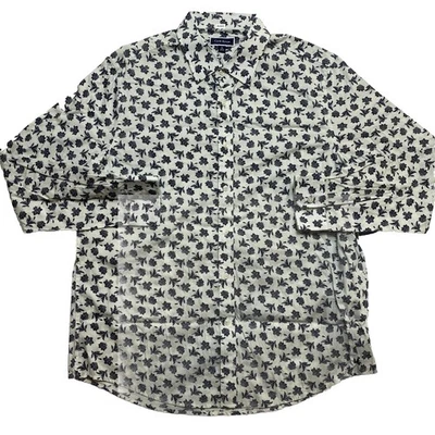 Club Room Shirt Mens XL White Long Sleeve Floral Summer Button Up Beach $59  - Image 1 of 4