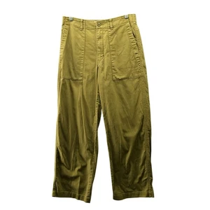Uniqlo Baker Hose Damen 8 olivgrün hoher Bund weites Bein Relaxed Baumwolle - Bild 1 von 10