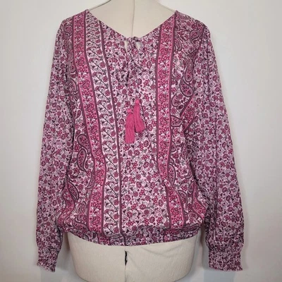 Blusa Larga Alta Sally Top Manga Larga Paisley Estampado Floral Talla 14 Foto 1 de 4