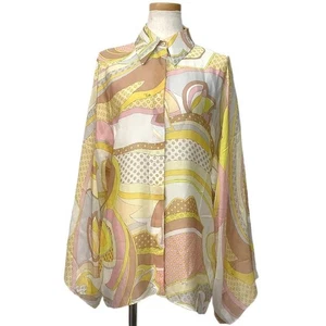 Emilio Pucci Long Sleeve Blouse Silk White Yellow Pink size40 - Picture 1 of 7