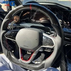 Real Carbon Fiber Steering Wheel Fit Volkswagen MK8 Golf 8 R GTI GTE 2020-2024 - Picture 1 of 6