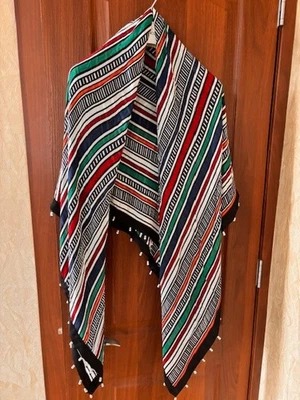 Bufanda chal multicolor a rayas 100 % auténtica Diane Von Furstenberg con cuentas Foto 1 de 4