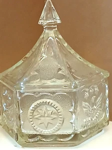 Vintage Indiana Glass Covered Candy Dish Clear Glass - Picture 1 of 9