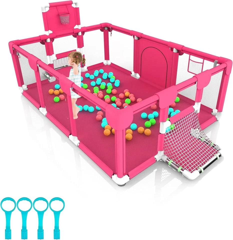 Parque infantil Bouncats Baby para bebés niños pequeños niños con bolas de foso 40 piezas puerta interior Foto 1 de 4