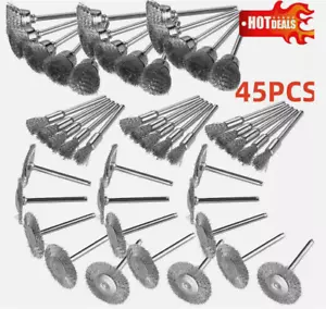 45pcs Wire Cup Brush Set Stainless Steel For Dremel Rotary Tool Accessories - Picture 1 of 11