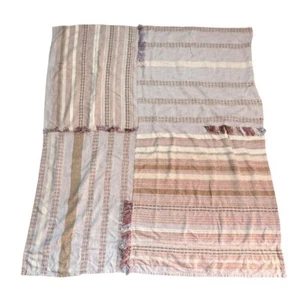 Urban Outfitters Mackenzie Patched Throw Blanket Cotton Fringe Purple Boho 50x60 - Picture 1 of 8