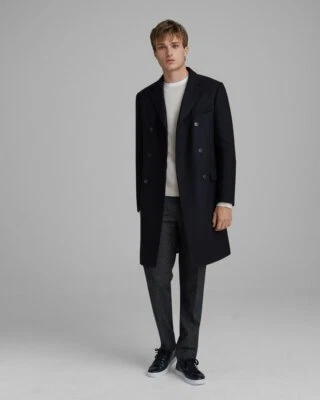 Authentic CLUB MONACO Mens Double Breasted Wool Three-Quarter Coat Black Sz 42* - Image 1 of 4