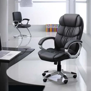 High Back Computer Desk Chair PU Leather Adjustable Height Swivel Task Chair US - Picture 1 of 8