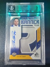 Auston Matthews 2016-17 SP Game Used Banner Year Patch Auto Beckett Graded 9 