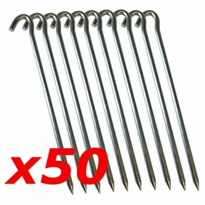 Tent Pegs - Metal Heavy Duty Tent Pegs Spikes, Ground Sheet Camping Fishing (50) - Image 1 of 4