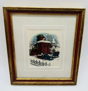 Thomas Nast 'Sleeping Santa' Christmas Print Professionally Framed 9.75 x 8.75 - Picture 1 of 8