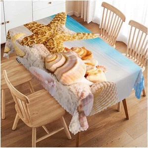 Seashell 52"X70" Oblong Table Cloth Tropical Ocean Beach Starfish and Seashells - Picture 1 of 6