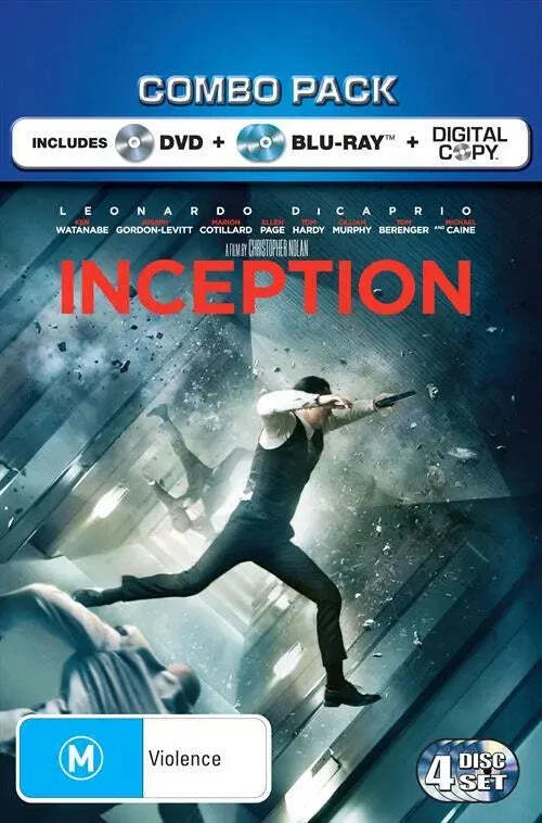 Inception, Blu-ray/DVD Combo Pack, Region B, 4-Discs, VGC - Image 1 of 1