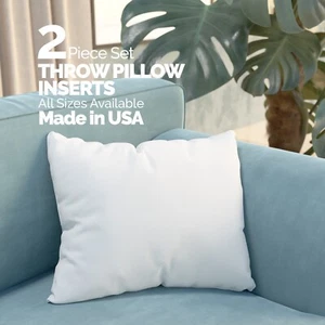 Euro Pillow Stuffing Throw Pillow Insert Square Pillows Form Inserts Pair of 2 - Picture 1 of 11