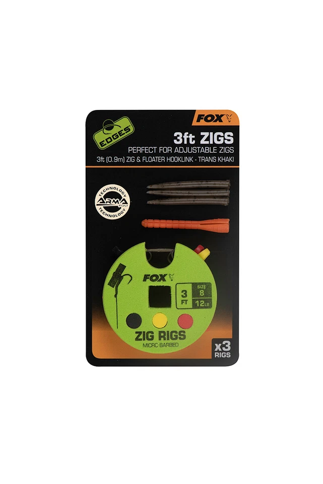 Fox Rig Edges Zig Pre Tied Adjustable Hooklink Foam Carp Fishing Rigs Setup