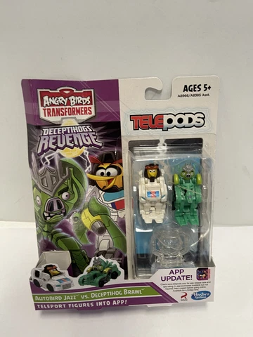 Angry Birds Transformers Telepods Autobird Jazz Deceptihog Brawl New Damaged Box Cover