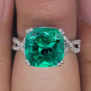 585er Weißgold 1,85Kt Natürlich Smaragd IGI Zertifiziert Weiß Diamant Ring - Bild 1 von 3