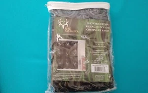 Bone Collector Fabric Shower Curtain Black 72"x72" Michael Waddell Deer Skull - Picture 1 of 7