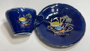 Vintage Bahamas Souvenir Cup & Saucer – Cobalt Blue - Picture 1 of 4