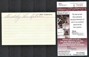 Freddy Lindstrom {1905-1981} Signed 3x5 Index Card New York Giants HOF JSA/COA - Picture 1 of 2
