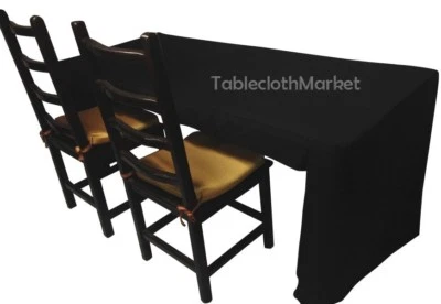 TABLECLOTH MARKET 8' ft Fitted Polyester Tablecloth OPEN BACK TableCover Trade show Booth 24 COLOR