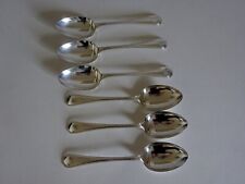 6 Monogramed Antique Silver Plate Beaded Table Spoons - Brooksbank Sheffield