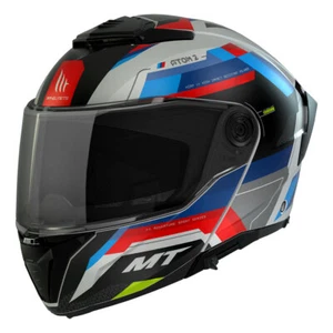Casco Modulare MT Helmets Atom 2 SV Bast A0 Nero Rosso Blu Opaco - Picture 1 of 6