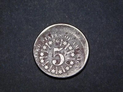 MONEDAS DE COLECCIÓN DE EE. UU. 1866 CON RAYOS ERROR DE ACUÑACIÓN ESCUDO CENTRAL NÍQUEL Foto 1 de 4