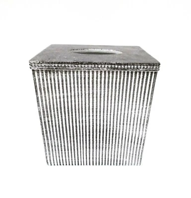 RAYMOND WAITED GRIS PLATA, RAYAS TALLADAS BLANCAS TEJIDO RESINA, ESTUCHE PORTA SERVILLETAS Foto 1 de 4