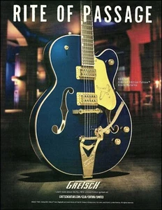 Anuncio de guitarra Gretsch G6136T Falcon LTD azul azure metálico 2017 impresión publicitaria - Imagen 1 de 3