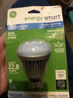 GE 66150 9w LED R20 / A19 Dimmable 2700K Warm White Indoor Floodlight lamp - Image 1 of 4