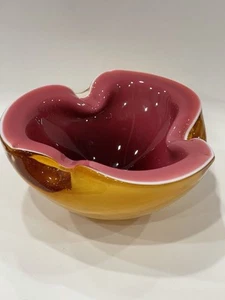 RARE Alfredo Barbini Glass Ashtray Bowl Geode Style Murano Italy VTG 1950's MCM - Picture 1 of 19