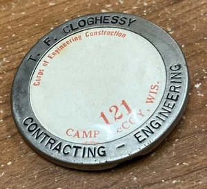 Vintage 1940s Local 121 Corps Engineers Union Button Pin Contracting Camp McCoy - Bild 1 von 2