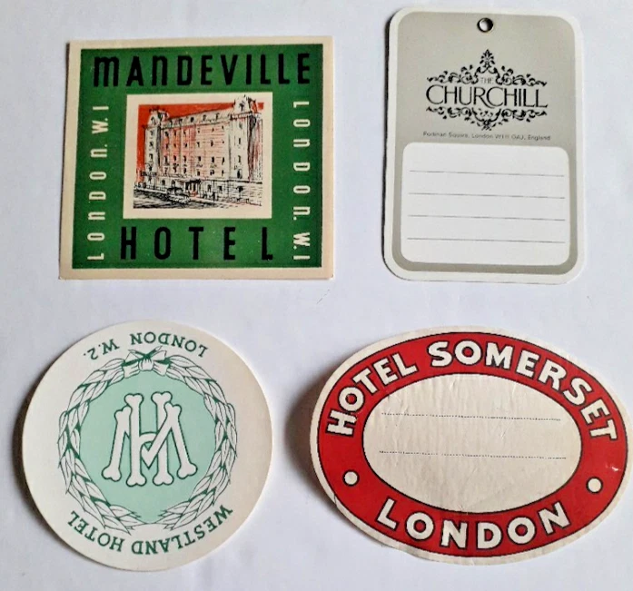 Лот из 4 багажных этикеток LONDON HOTEL DECO. - Изображение 1 из 1