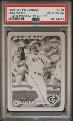 2024 Topps Chrome RC Luis Matos Black Printing Plate 1/1 PSA - Image 1 of 2