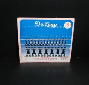 NOS VINTAGE PACK OF 14 DE LONG BLACK BRASS SIZE 2 HOOKS, EYES AND LOOPS - Picture 1 of 1