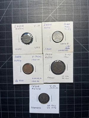 5x India Kutch Kori Dokdo Trambiyo 1862 1943 1920 incl plata Foto 1 de 2