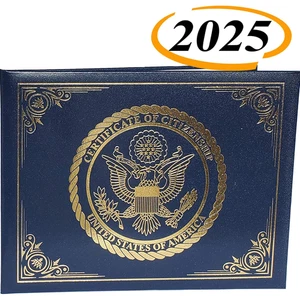 U.S. Citizenship and Naturalization Certificate Holder. Gold American Eagle Logo - Picture 1 of 12
