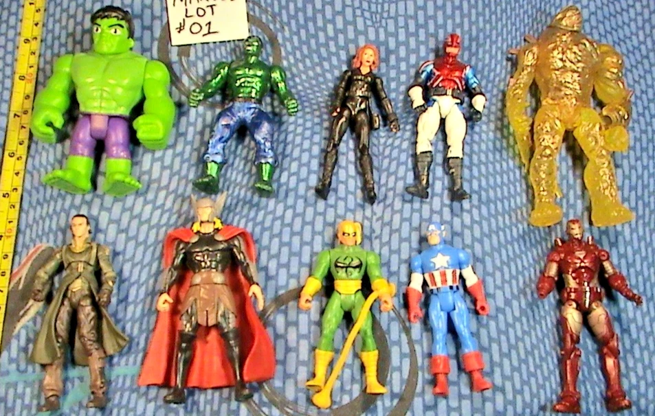 Lote de 10 figuras de acción Marvel #01, Loki, Iron Fist, Hulk, Black Widow, Thor Foto 1 de 4