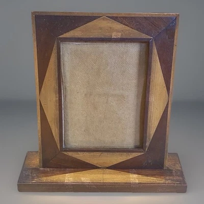 Antique Art Deco Inlaid Wood Freestanding Photo Frame READ AD - Image 1 of 4