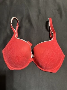 Victoria’s Secret Body gefüttert perfekte Abdeckung rot Spitze creme Spitzenbesatz BH 34DD - Bild 1 von 5