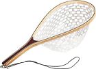 NEW BS FLY FISHING SOFT CLEAR RUBBER NET CATCH AND RELEASE WOODEN HANDLE TROUT