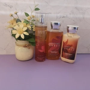 Bath & Body Works SENSUAL AMBER Trio Gift Set: Body Mist/Lotion/Shower Gel - Picture 1 of 8