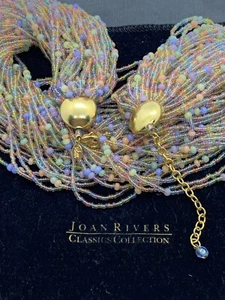 Joan Rivers signierte Torsade 80er Kristall Perlen Multi Strang Kette Halskette - Bild 1 von 9
