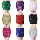 Women Sparkling Sequin Bodycon Mini Skirt Stretchy Pencil Skirts Dance Club Wear