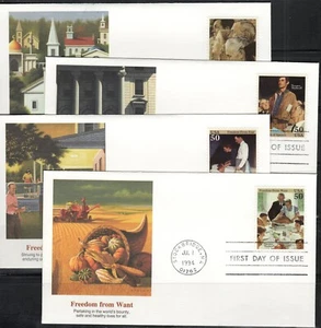 US Scott #2840 a-d "Norman Rockwell Paintings" FDCs. - Picture 1 of 1