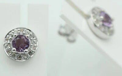 Nobile 1,0 Carati Ametista Orecchini Topazio Bianco 925 Argento Brasile - Immagine 1 di 4