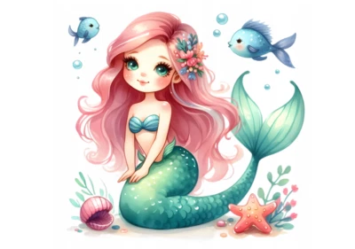 Essbar Meerjungfrau Meer Tortenaufleger Torte  Geburtstag Zuckermasse + TEXT - Bild 1 von 2